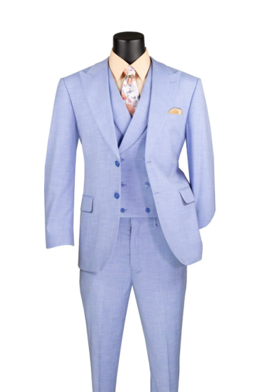 CCO Men's Outlet 3 Piece Wool Feel Modern Fit Suit - Double Breasted Vest