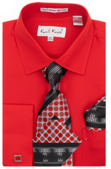 Karl Knox Men's French Cuff Shirt Set - Polka Dot