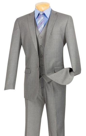 CCO Men's Outlet 3 Piece Slim Fit Executive Style Suit - Flat Front Pants