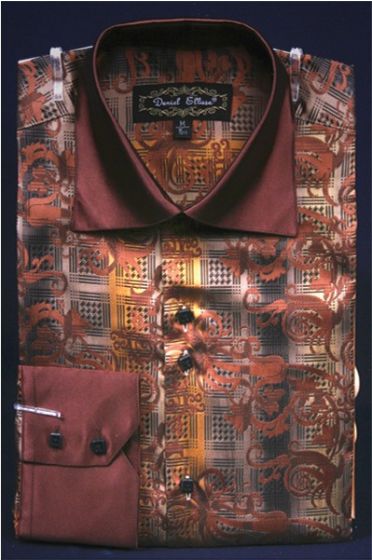 Daniel Ellissa Men's Outlet Fashion Dress Shirt - Tonal Stripe with Swirl