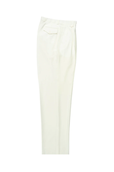 Tiglio Rosso Men's 100% Wool Pants - Wide Leg - Off White