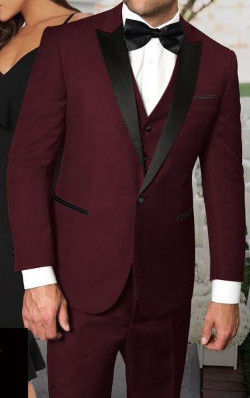Statement Men's 3 Piece 100% Wool Tuxedo - Stylish Accents