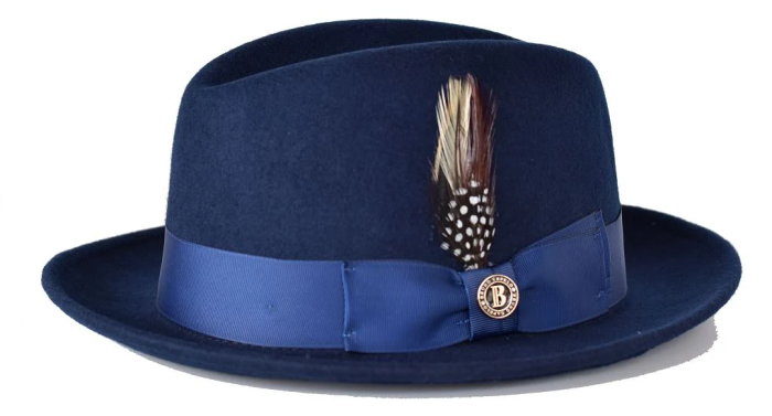 navy White Wool Hat Fedora Hats