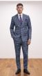 Steel Blue Suit Windowpane Pattern Suits for Men
