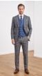 Indigo Blue Suits Windowpane Plaid Suit Solid Color Double Breasted Vest