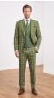 Olive Green Suits Windowpane Plaid Suit Solid Color Double Breasted Vest