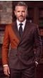 Brown Double Breasted Suit Men's Wool Suits Peak Lapel