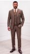 Cocoa Three Piece Mens Suits Double Breasted Vest