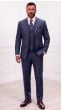 Midnight Blue Three Piece Mens Suits Double Breasted Vest