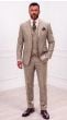 Tan Three Piece Mens Suits Double Breasted Vest