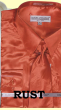 Rust Men Shirts Satin Shirt for Men Tie and Handkerchief
