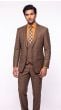 Chestnut 3 Piece Suits for Men Plaid Suit Single Breasted Suit Jacket with Double Breasted Vest