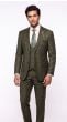 Olive 3 Piece Suits for Men Plaid Suit Single Breasted Suit Jacket with Double Breasted Vest