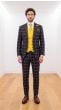 Black/Yellow Suit Bold Double Breasted Vest with Lapel