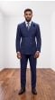 Navy Pinstripe Suit Double Breasted Mens Suit Jacket