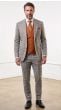 Grey Suit Plaid Suits Single Breasted Suit Jacket with Peak Lapel