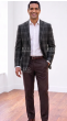 Statement Men's Outlet 100% Wool Modern Fit Sport Coat - Large Checker