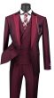 Vinci Men's 3 Piece Wool Feel Slim Fit Suit - Textured Jacquard