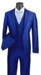 Vinci Men's 3 Piece Wool Feel Slim Fit Suit - Trimmed Lapel