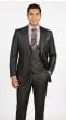 CCO Men's Outlet 3 Piece Wool Feel Sharkskin Suit - Adjustable Waistband