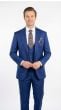 Blue Suit Sharkskin Fabric Mens Suits Cinchable Waistband
