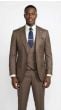 Taupe Suit Sharkskin Fabric Mens Suits Cinchable Waistband