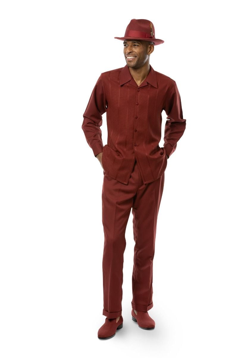 Montique Men s 2 Piece Long Sleeve Walking Suit Textured Solid