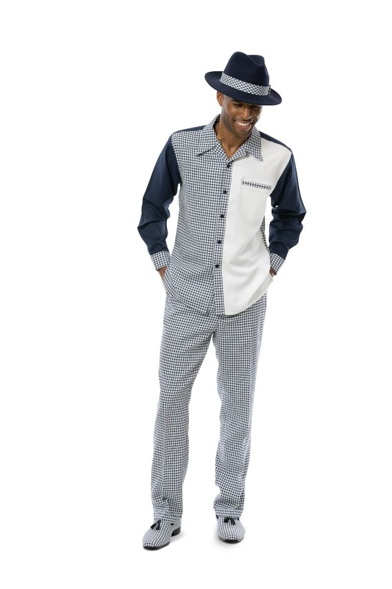 Montique Men's 2 Piece Long Sleeve Walking Suit - Checker Montique Men's 2 Piece Long Sleeve Walking Suit - Checker