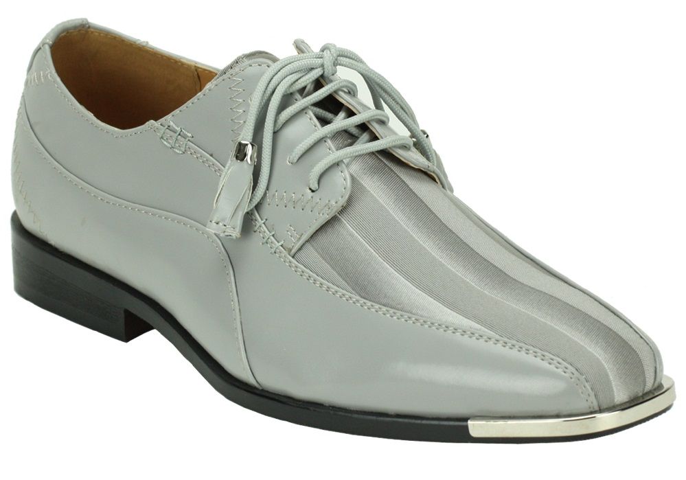 Roberto Chillini Men s Striped Satin Dress Shoes Stylish Silver Tip