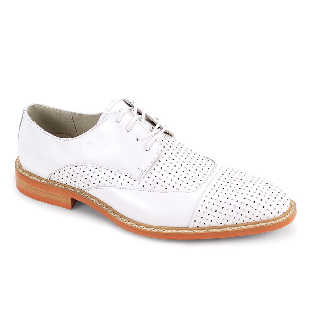 Giovanni Men's Leather Dress Shoe - Perforated Leather Panels