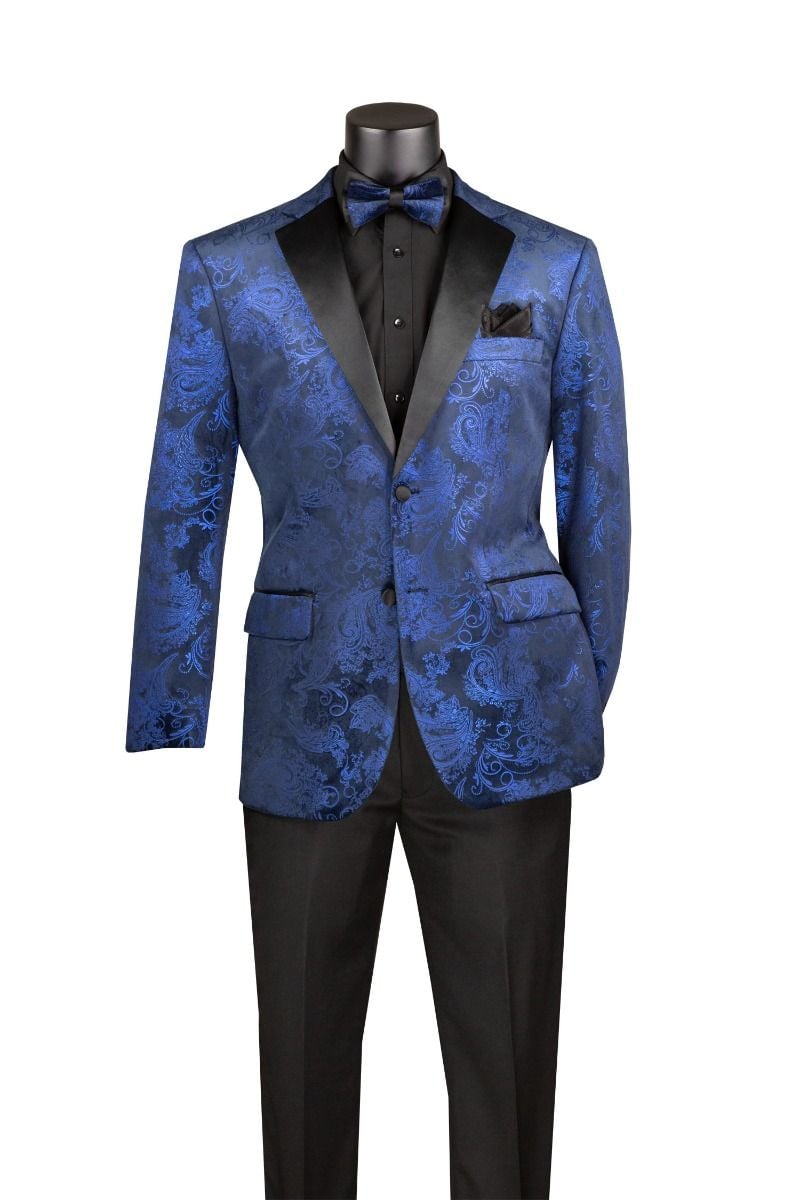 Vinci Men's 2 Button Sport Coat - Floral Jacquard