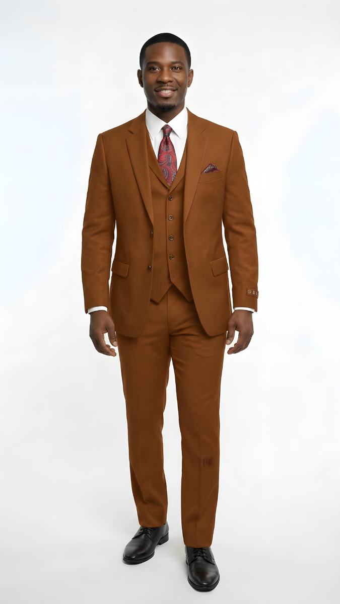 Zacchi Men's Fashion 3 Piece Poplin Suit - Side Vents