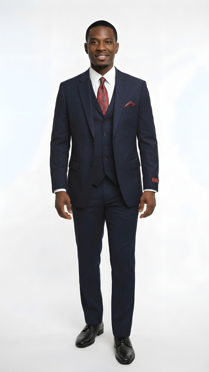 Zacchi Men's Fashion 3 Piece Poplin Suit - Big and Tall Sizes