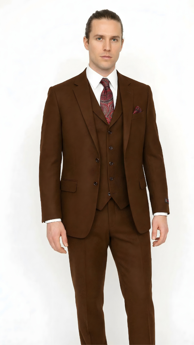 Zacchi Men's Fashion 3 Piece Poplin Suit - Side Vents