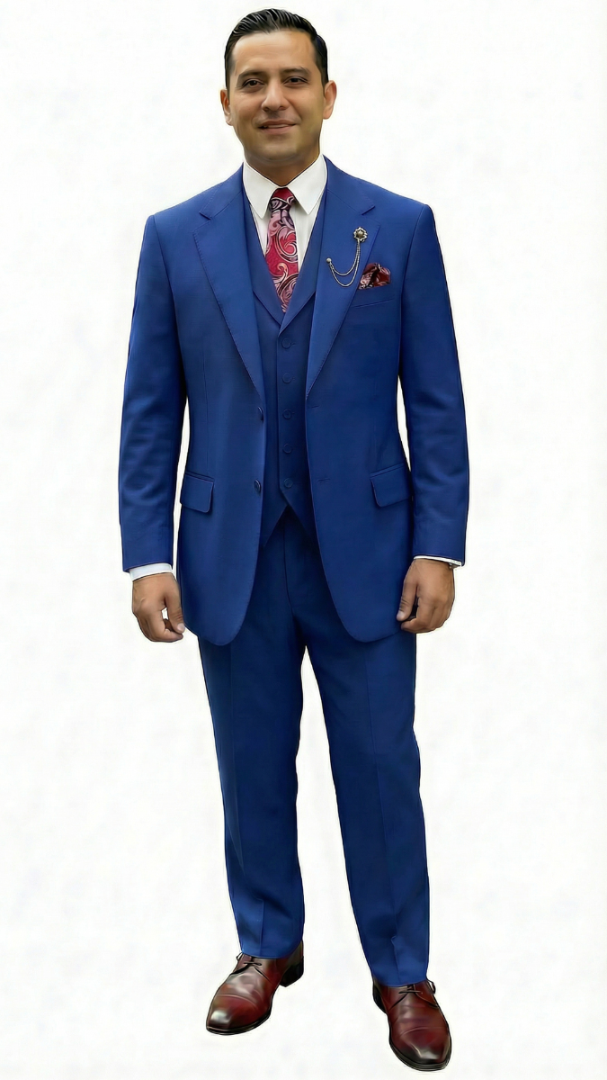 Zacchi Men's Fashion 3 Piece Poplin Suit - Big and Tall Sizes