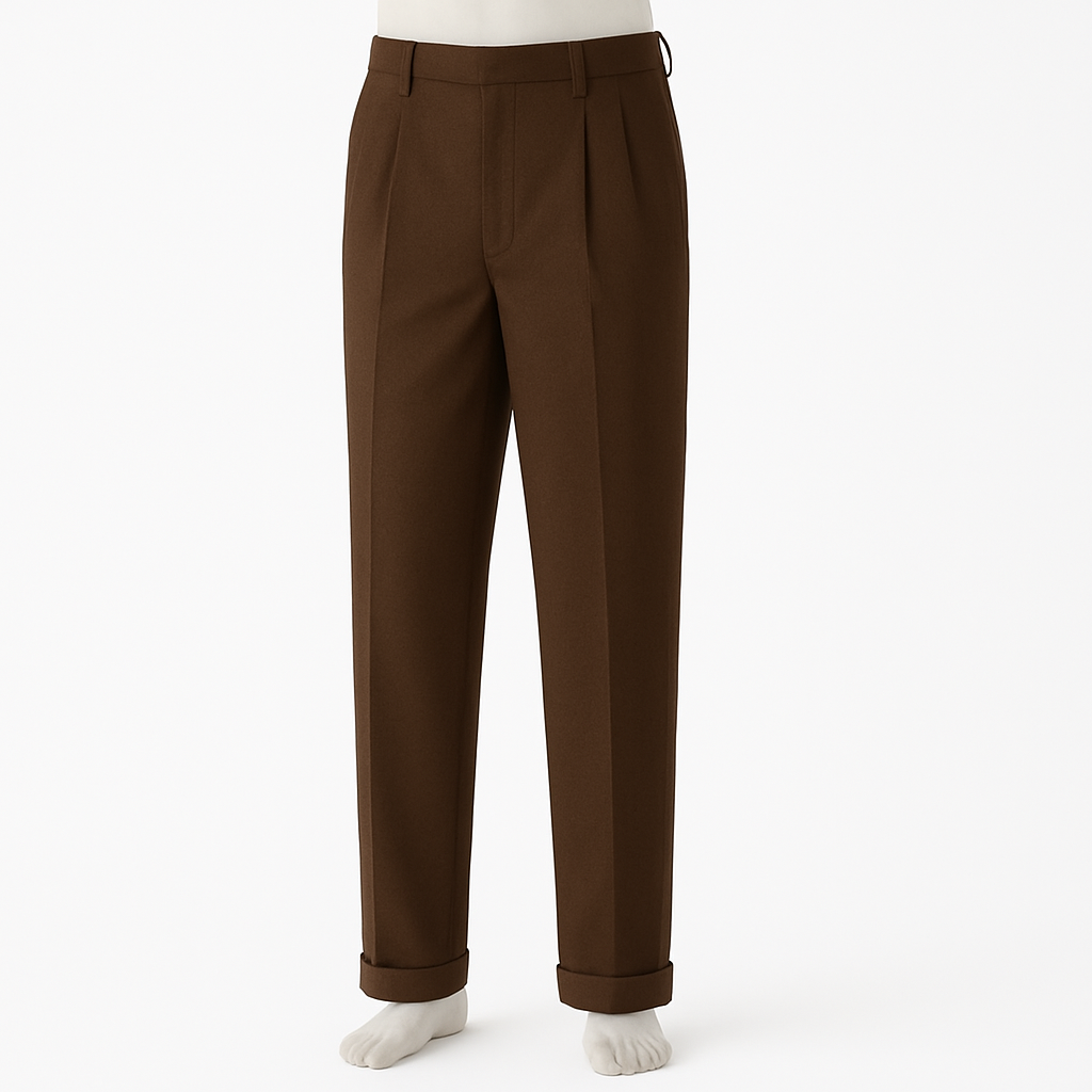 PLEATED TROUSERS (TYPE-2)【BROWN】　美品 Zacchi Men's Pleated Pants - Classic Style