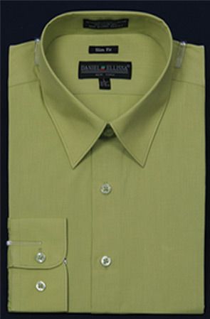 men green dress shirts Men's Basic Solid Color Button Up Dress Shirt (Apple Green) Apple Green / 5X-Large/21-21.5 Neck/36-37 Sleeve main image 1