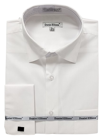 Daniel Ellissa Men's French Cuff Dress Shirt - Solid Color