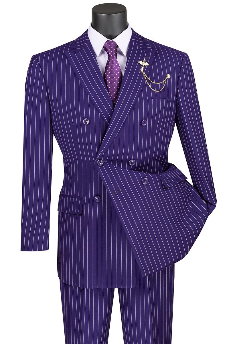 Vinci Men's 2 Piece Double Breasted Outlet Suit - Banker