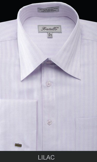 fratello dress shirts Fratello Men's French Cuff Dress Shirt - Herringbone Stripe - Lilac - 18.5 34/35