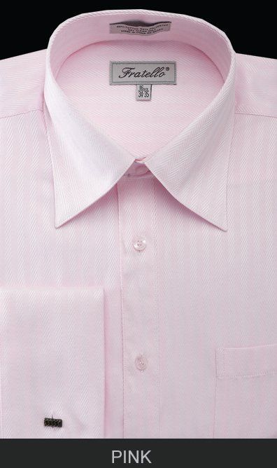 Fratello Men's French Cuff Dress Shirt - Herringbone Stripe