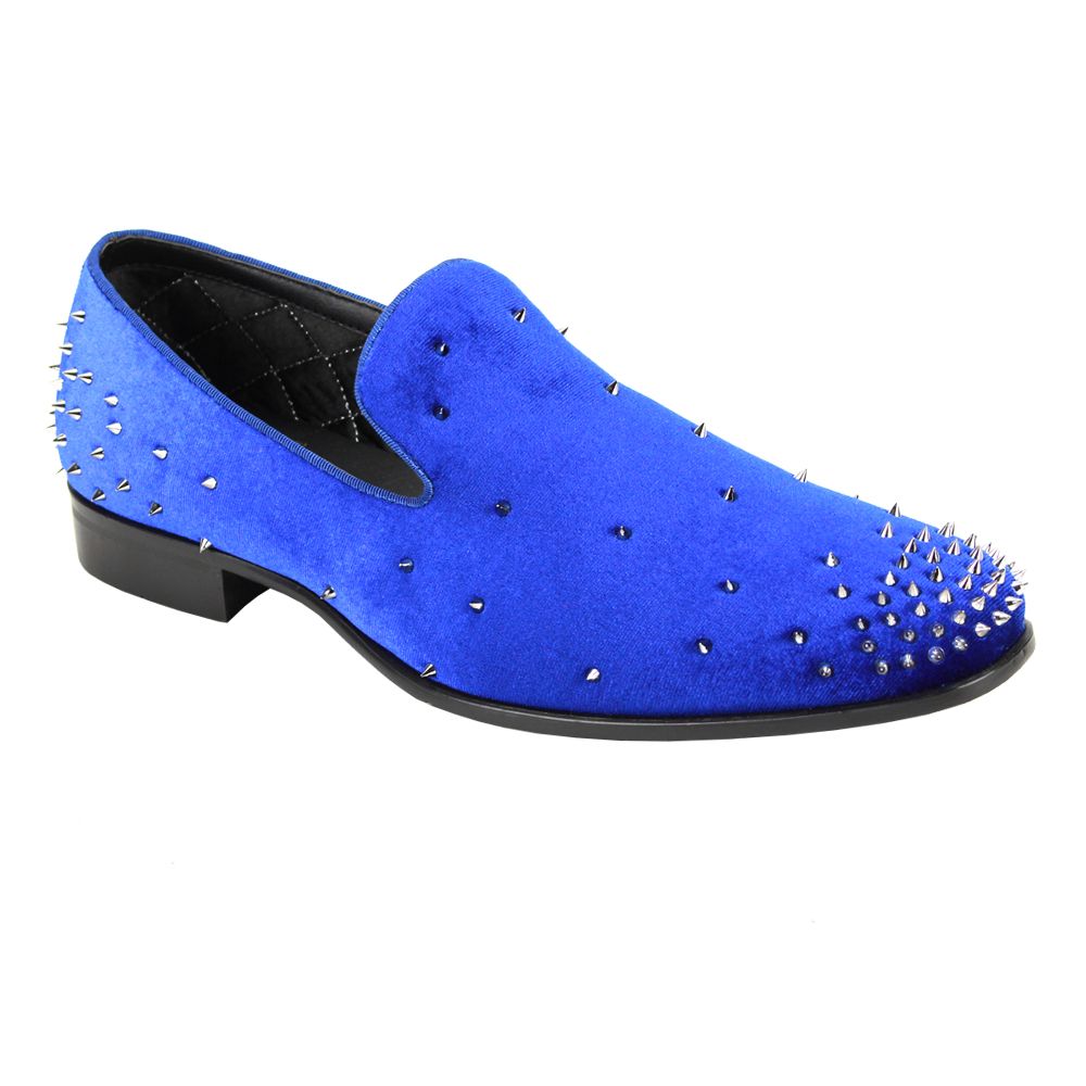 blue spike dress shoes Terroni Royal Blue Men's Slip-On Spikes Dress Shoe-Fashionable-Italian  Design-Luxury Comfort Dress Shoe- Wedding Prom Shoe