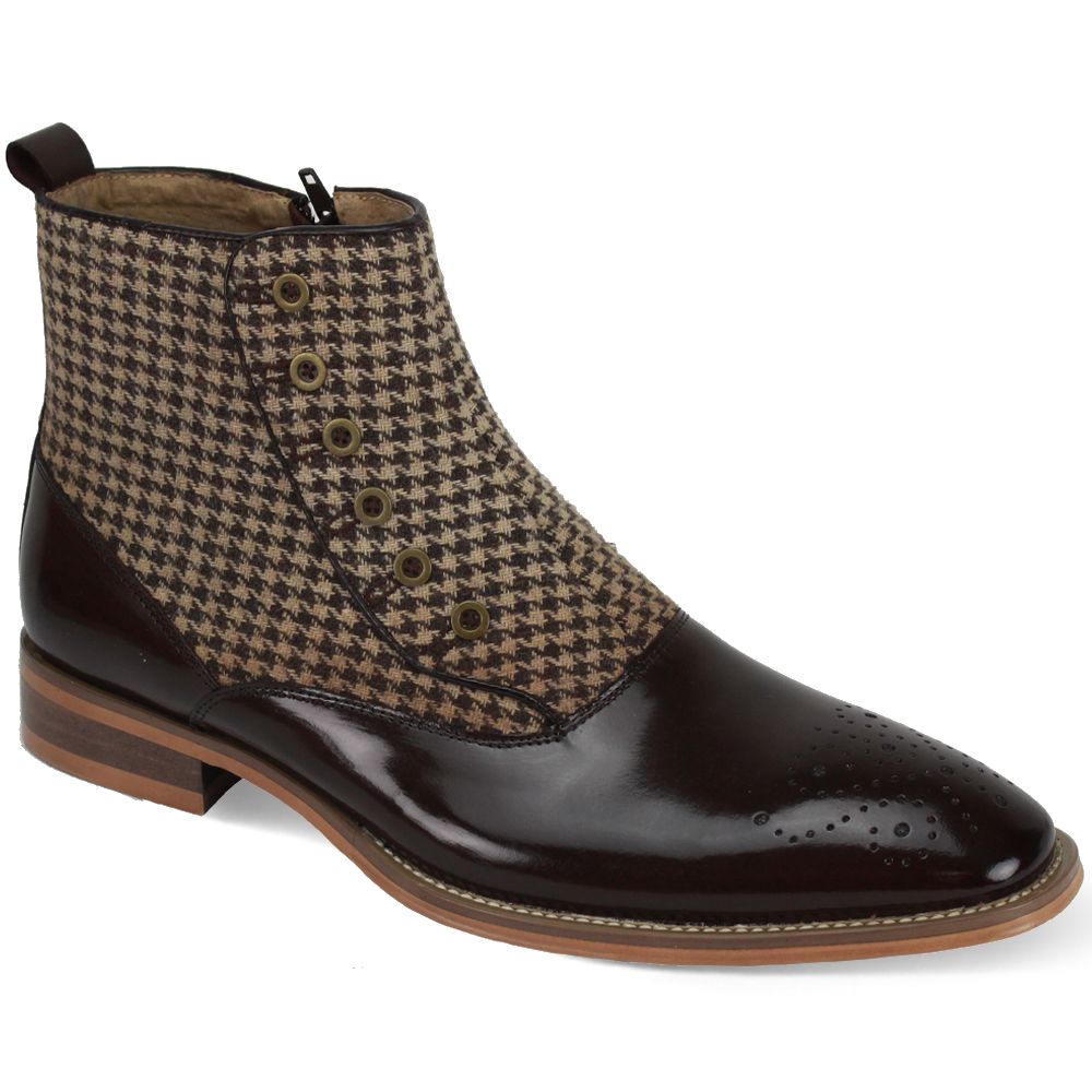 Giovanni Men s Leather Dress Boot Wool Felt Accent Grey 13 CCO Menswear