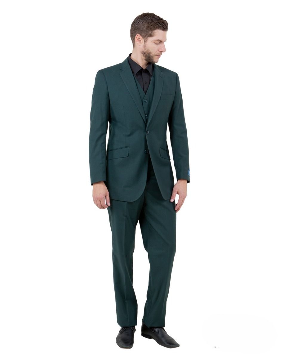 Tazio Men's 3 Piece Executive Slim Fit Suit - 5 Button Vest - Green - 34S - CCO Menswear