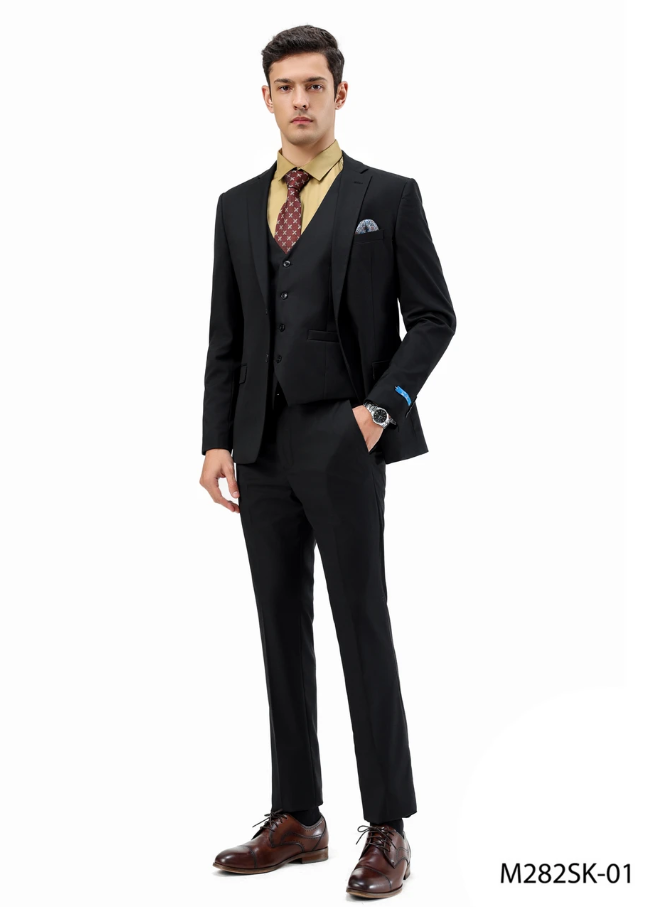 Sean Alexander Men's 3 Piece Skinny Fit Suit - Notch Lapel