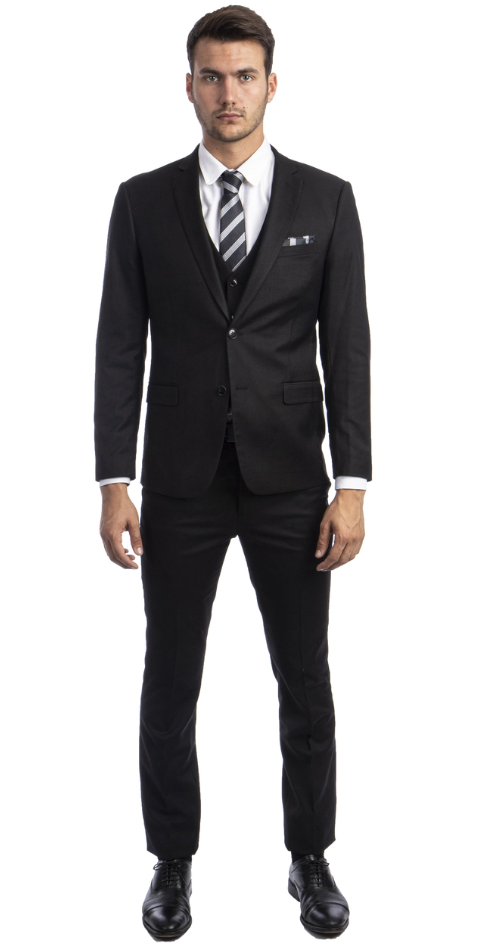 Sean Alexander Men's Outlet 3 Piece Skinny Fit Suit - Notch Lapel