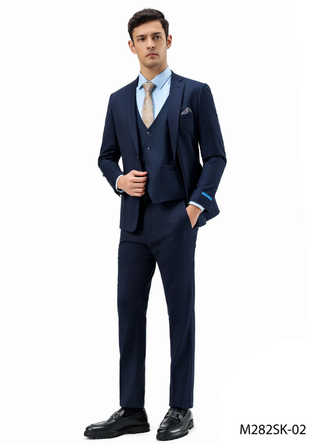 Sean Alexander Men's 3 Piece Skinny Fit Suit - Notch Lapel