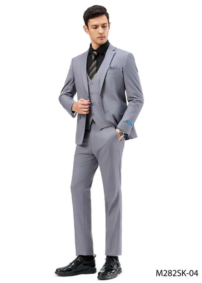Sean Alexander Men's 3 Piece Skinny Fit Suit - Notch Lapel