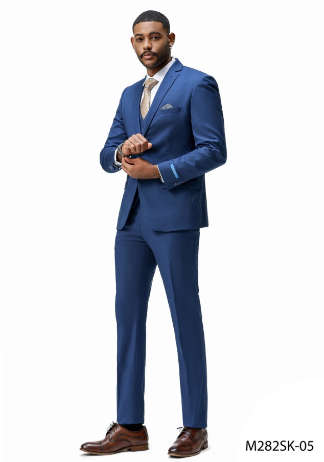 Sean Alexander Men's 3 Piece Skinny Fit Suit - Notch Lapel