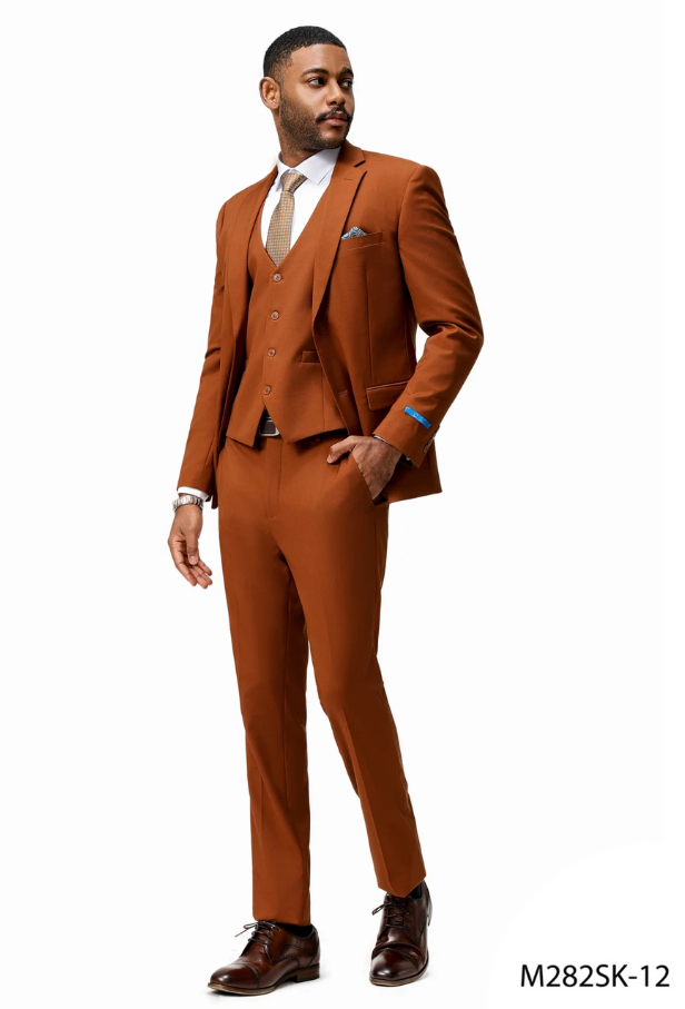 Sean Alexander Men's 3 Piece Skinny Fit Suit - Notch Lapel Sean Alexander Men's 3 Piece Skinny Fit Suit - Notch Lapel
